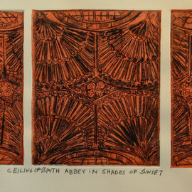 Jerry  Di Falco Artwork CEILING OF BATH ABBEY IN SHADES OF SUNSET, 2015 Etching, Geometric