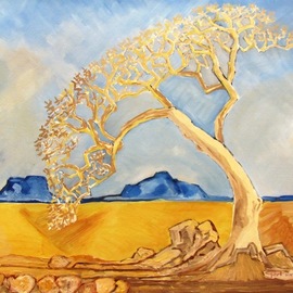 Gert Van Niekerk: 'fight the wind', 2010 Oil Painting, Landscape. Artist Description: Fascinated by the forms and figures of the African Bush I saw this tree in the North of South Africa near the Famous Kruger National Park. I sketched it and did Oil on Canvas painting and called it aEUR~Fight the WindaEURtm. I work mainly in Oil on Canvas ...
