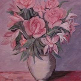 Ghassan Rached: 'Vase2', 2000 Oil Painting, Floral. Artist Description: Oil Painting by Ghassan Rached. One of a series of Flower Vases. ...