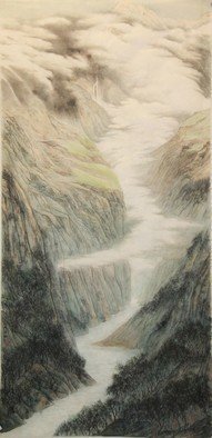 Grace Auyeung: 'Morning Cloud', 2009 Ink Painting, Landscape. Artist Description:    landscape, cloud, mists,  Chinese landscape, ink wash painting , mountains  ...