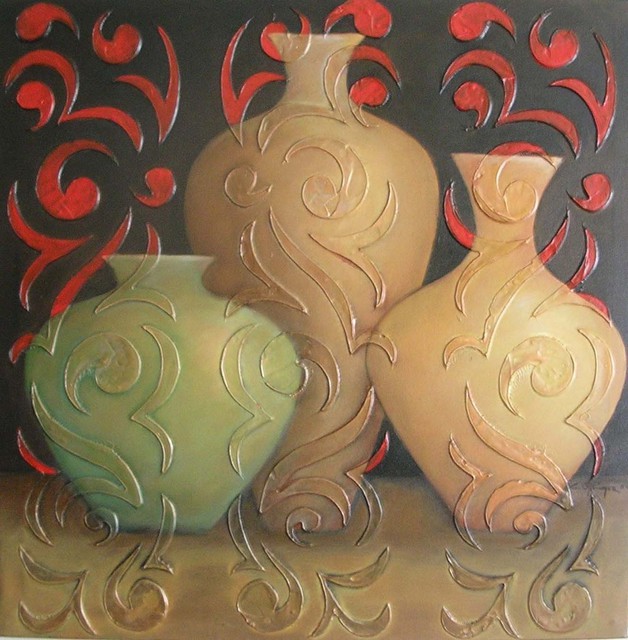 Greg Ottlinger  'Textured Vases 2', created in 2007, Original Painting Acrylic.
