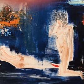 Guliz Gozuguzel: 'blue day dream', 2022 Oil Painting, Abstract Figurative. Artist Description: oil paint on canvas80x90...