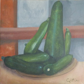 Stefano Gaetano: 'Le zucchine di Marco', 2015 Oil Painting, Still Life. Artist Description:  my cousin garden's zucchini ...