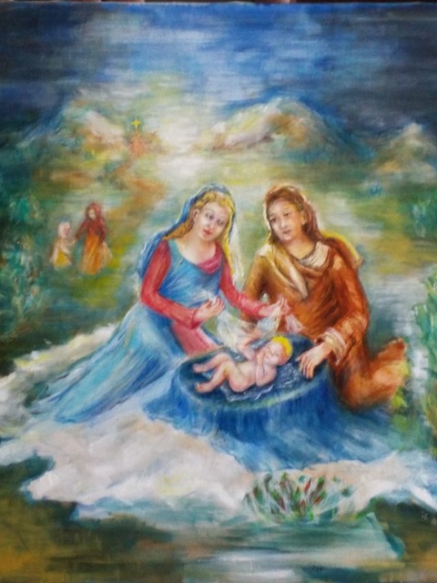Hana Grosova  'Holy Family In The Landscape', created in 2023, Original Painting Oil.