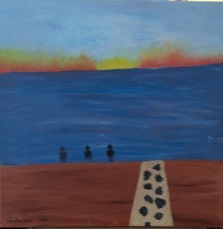 Harris Gulko: 'Three Guys at the Shore', 2014 Oil Painting, Beach. Three Guys at the Shore   file 1008 one K...