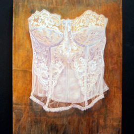 Heather Hyatt: 'White Bustier', 2008 Oil Painting, Still Life. Artist Description:' White Bustier' is trompe l' oeil style.  ...
