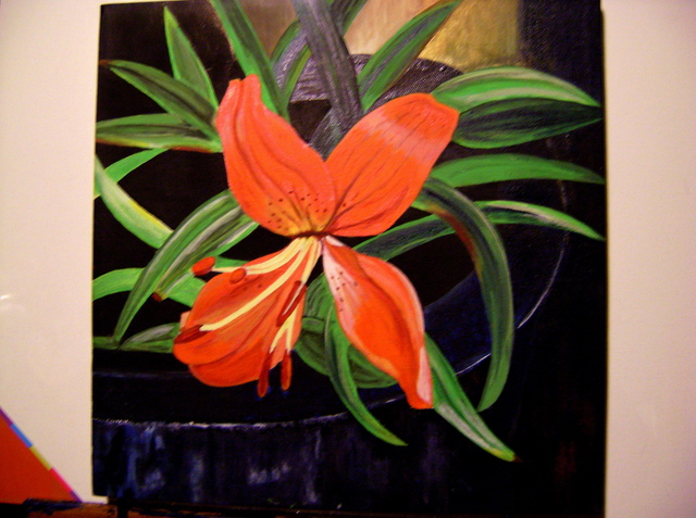 Helen Hachmeister  'Orange Lily', created in 2009, Original Painting Acrylic.
