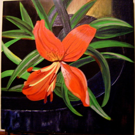 Helen Hachmeister: 'orange lily', 2009 Acrylic Painting, Floral. Artist Description:  day lily    ...