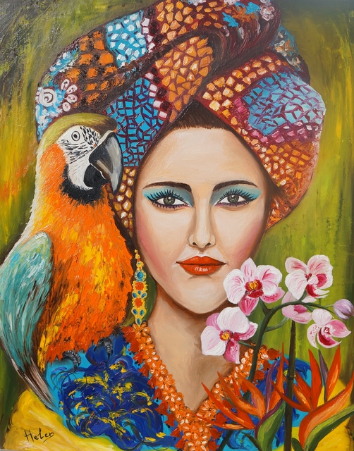 Artist Helen Bellart. 'Tropical Girl' Artwork Image, Created in 2015, Original Painting Oil. #art #artist