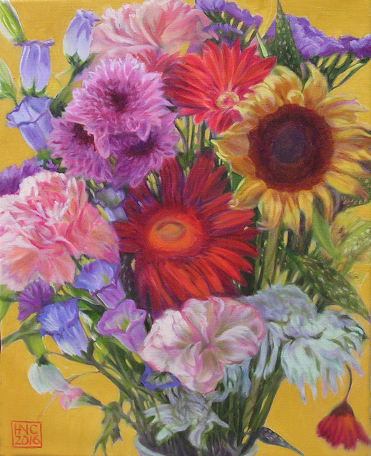 Artist H. N. Chrysanthemum. 'Flowers II' Artwork Image, Created in 2016, Original Painting Oil. #art #artist