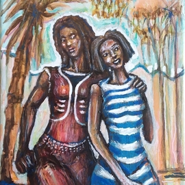Hampton Olfus: 'caribbean partiers', 2024 Acrylic Painting, Figurative. Artist Description: I decided to work from memories from my last trip to the Caribbean, rather than photos. I wanted the essence of the islands with a Francesco Goya   Henry O. Tanner style. ...