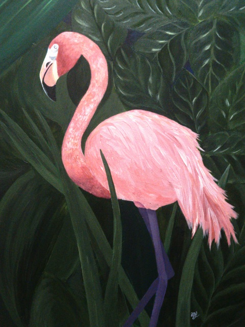 Artist Anne-Marie Landry. 'Flamingo' Artwork Image, Created in 2015, Original Painting Acrylic. #art #artist