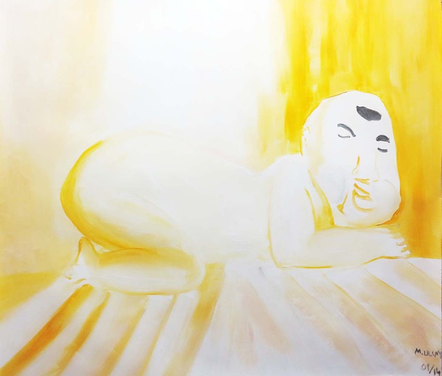 Artist Mert Ulcay. 'Yellow Buddha' Artwork Image, Created in 2014, Original Drawing Ink. #art #artist
