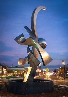 Hunter Brown: 'reciprocity', 2021 Steel Sculpture, Abstract. Reciprocity is a 30  stainless steel sculpture designed and commissioned for the City of Reno, Nevada. We were awarded the project for the Midtown Gateway Roundabout Project in 2020 and installed the piece last November. ...