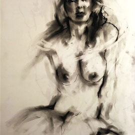 Seated Nude Edit Charcoal 013  By Hyacinthe Kuller-Baron