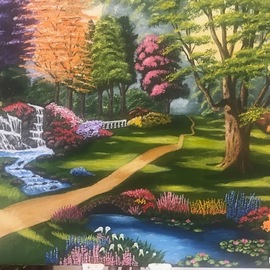 Ian Dunne: 'heaven', 2017 Acrylic Painting, Landscape. Artist Description: Garden scene from Heaven...
