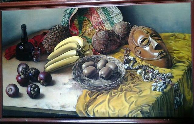 Artist Said Ibrahimov. 'African Still Life' Artwork Image, Created in 1995, Original Painting Oil. #art #artist