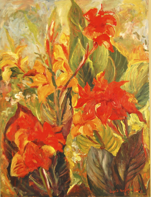 Ingrid Neuhofer Dohm  'Canna Lilies', created in 2013, Original Painting Acrylic.
