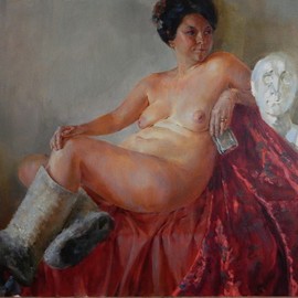 Irina Petruhina: 'baby get lost', 2016 Oil Painting, nudes. 