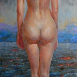 Irina Petruhina: 'hot suicide', 2016 Oil Painting, Figurative. Artist Description: oil on plywood, realism, impressionism, nude, erotics, fate, fantastic...