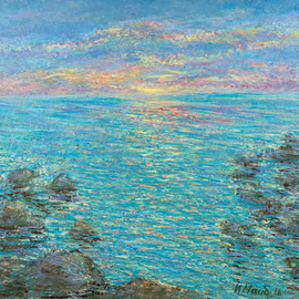 Irina Maiboroda: 'From a project Impressions   impression 59', 2016 Acrylic Painting, Landscape. Artist Description:  landscape, abstract, impression, colorful, sun, morning, sea   ...