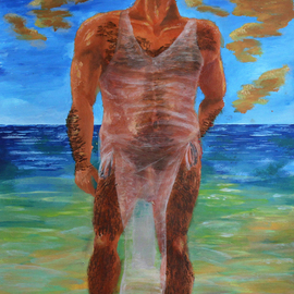 Jacques Pinard: 'beach boys', 2022 Acrylic Painting, Figurative. Artist Description: America is suffering from a widespread conception that there is a very rigid and defined way to present yourself and act if you are a man. And to act or represent yourself otherwise, whether that s by wearing an article of woman s clothing or partaking in anything ...
