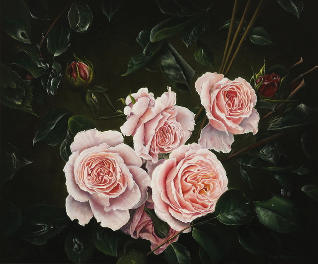 Artist Jan Teunissen. 'English Roses' Artwork Image, Created in 2008, Original Painting Oil. #art #artist