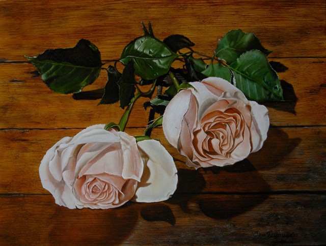 Artist Jan Teunissen. 'Roses On Wood  ' Artwork Image, Created in 2010, Original Painting Oil. #art #artist