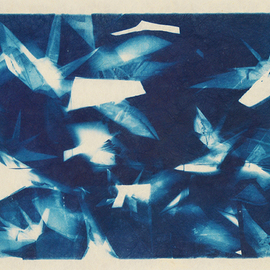Jason Stern: 'Part of the Flock', 2015 Other Photography, Abstract. Artist Description:  Abstract cyanotype containing subtle origami crane forms. The shapes were produced though a combination of photograms and digital manipulation. ...