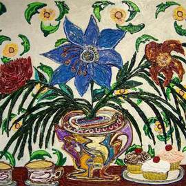 Jose Acosta: 'Tea Party', 2009 Acrylic Painting, Floral. 