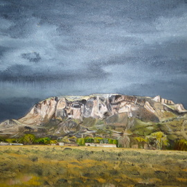 John Chicoine: 'saras black mesa', 2020 Oil Painting, Landscape. Artist Description: My daughter, Sara, a photographer, took the picture of Black Mesa.   My wife loved it and wanted me to paint it for her.   Leery of painting a landscape, as I had no experience, my wife kept telling me,  You can do it.   I used oil paints,  canvas and ...