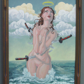 Jeffrey Dickinson: 'Santa Monica', 2008 Oil Painting, Surrealism. Artist Description:    Surreal nude oil painting on panel in vintage frame.     ...