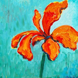 Jennifer Bailey: 'breathe', 2019 Acrylic Painting, Abstract. Artist Description: The lone flower still alive after the onset of the summer heat caught my eye. ...
