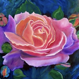 Jenny Jonah: 'gala rose', 2020 Oil Painting, Floral. Artist Description: Original oil painting on stretched canvas.  Colors swirl across this canvas of a large gala pink rose. ...