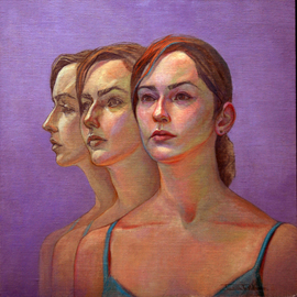 Judith Fritchman: 'Caryn 3', 2006 Oil Painting, Figurative. Artist Description:  Three views symbolize the possibilities which await this talented young woman. ...
