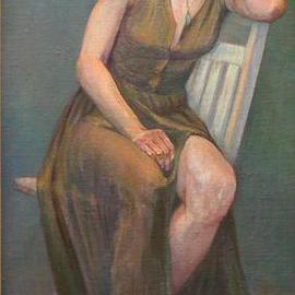 Judith Fritchman: 'Golden Interlude', 2000 Oil Painting, Figurative. Artist Description: A beautiful, golden afternoon was the perfect time to catch Fran in a thoughtful  mood....