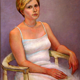 Judith Fritchman: 'Prom Night', 2002 Oil Painting, Portrait. Artist Description:  It was a pleasure painting Tory, a lovely high school senior, in her beautiful prom dress. ...