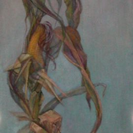 Judith Fritchman: 'Stalking Corn', 1999 Oil Painting, Still Life. Artist Description:  In October the withered cornstalks in the field next to our home resemble gaunt, ghostly figures. ...