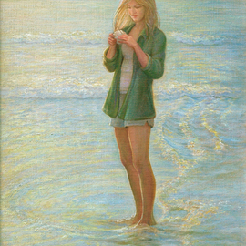 Judith Fritchman: 'Sunrise Treasure', 2010 Oil Painting, Figurative. Artist Description:     A walk on the beach at sunrise leads to an unexpected treasure.    ...