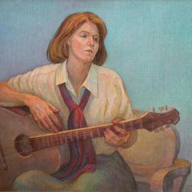 Judith Fritchman: 'Time for Music', 1999 Oil Painting, Figurative. Artist Description: Kathy preferred to pose doing what she loved to do best. ...