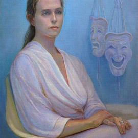 Judith Fritchman: 'thespian dreams', 1997 Oil Painting, Portrait. Artist Description: A young theater director dreams of her next play. ...