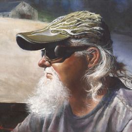 John Gamache: 'HANK the Motor Cycle Guy', 2015 Oil Painting, Portrait. Artist Description: Oil on linen ...