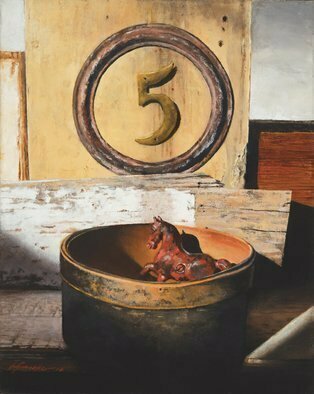 John Gamache: 'pony rides 5 cents', 2015 Oil Painting, Representational.  All Still Lifes are done in my Signiture late after sun light, no studio light used. ...