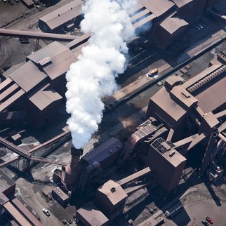John Griebsch: 'gary indiana steel mill 256', 2011 Color Photograph, Landscape.  Aerial Photograph Archival Print  6 25...