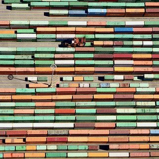 John Griebsch: 'trailers port of tacoma 254', 2011 Color Photograph, Landscape. Aerial Photograph     Archival print  number 4 of an edition of 25...