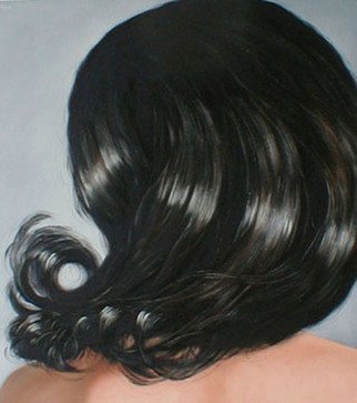 James Gwynne: 'Hair II', 2002 Oil Painting, nudes. Hair, back view, larger than life ...