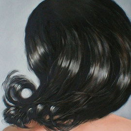 James Gwynne: 'Hair II', 2002 Oil Painting, nudes. Artist Description: Hair, back view, larger than life ...