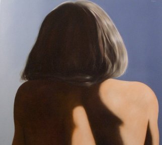 James Gwynne: 'Model back view', 2009 Oil Painting, nudes. Sunlit view of models hair and back ...