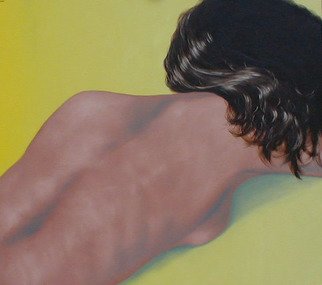 James Gwynne: 'Sleeping Nude', 2003 Oil Painting, nudes.  Nude with long hair sleeping ...