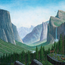 James Hildebrand: 'Enchanted Valley', 2019 Oil Painting, Landscape. Artist Description: Yosemite Valley back in the day...